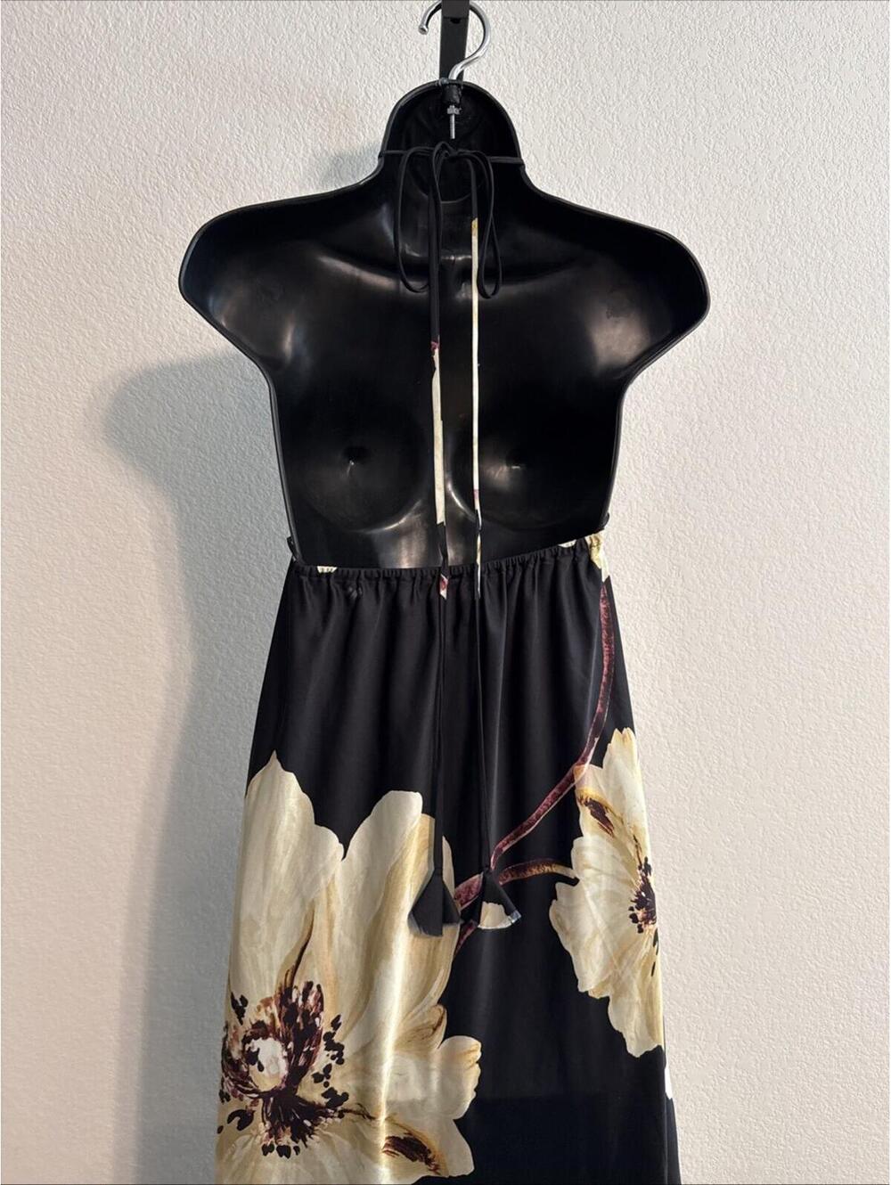 (FLAW) Misa Los Angeles Women's Red Floral Self-Tie Straps A-Line Dress - sz MED - Picture 7 of 15